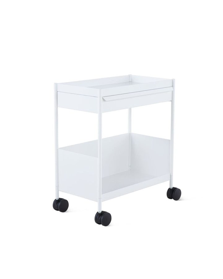 OE1™ Mobile Storage Trolley - Herman Miller® - Storage + Organization - Top Drawer/Bottom Shelf - Metallic Champagne - HORNE