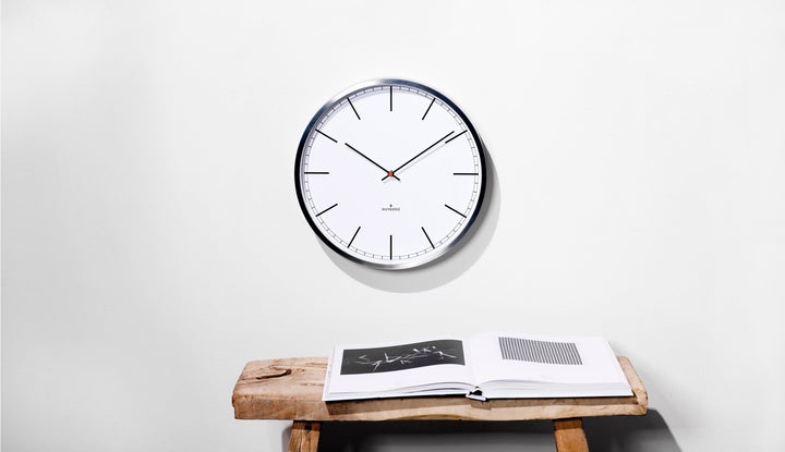 One45 Wall Clock - Stainless Steel and White Arabic - Huygens - Clocks - White Index - HORNE