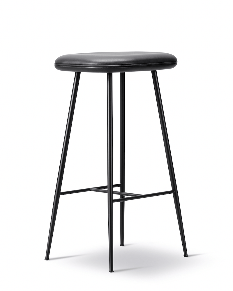Open Box - Spine Metal Base Stool Counter Height - Black Seat - Fredericia - Sale - HORNE