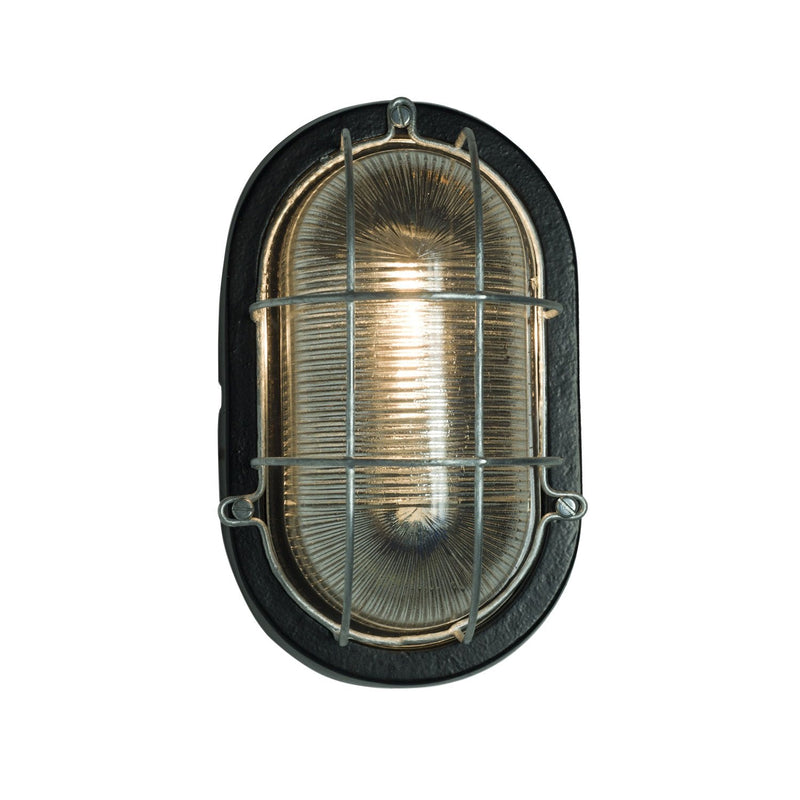 Oval Aluminum Bulkhead Light - Davey Lighting - Outdoor Lights - Painted Silver - With Guard - HORNE