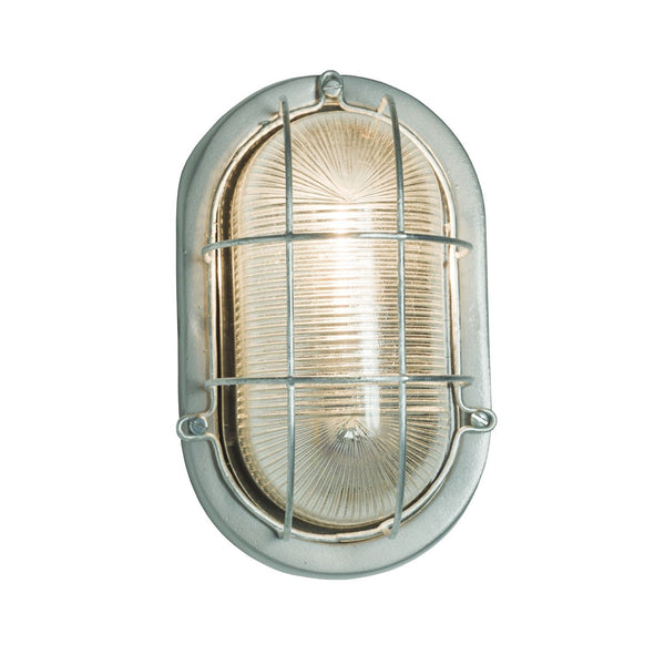Oval Aluminum Bulkhead Light - Davey Lighting - Outdoor Lights - Painted Silver - With Guard - HORNE