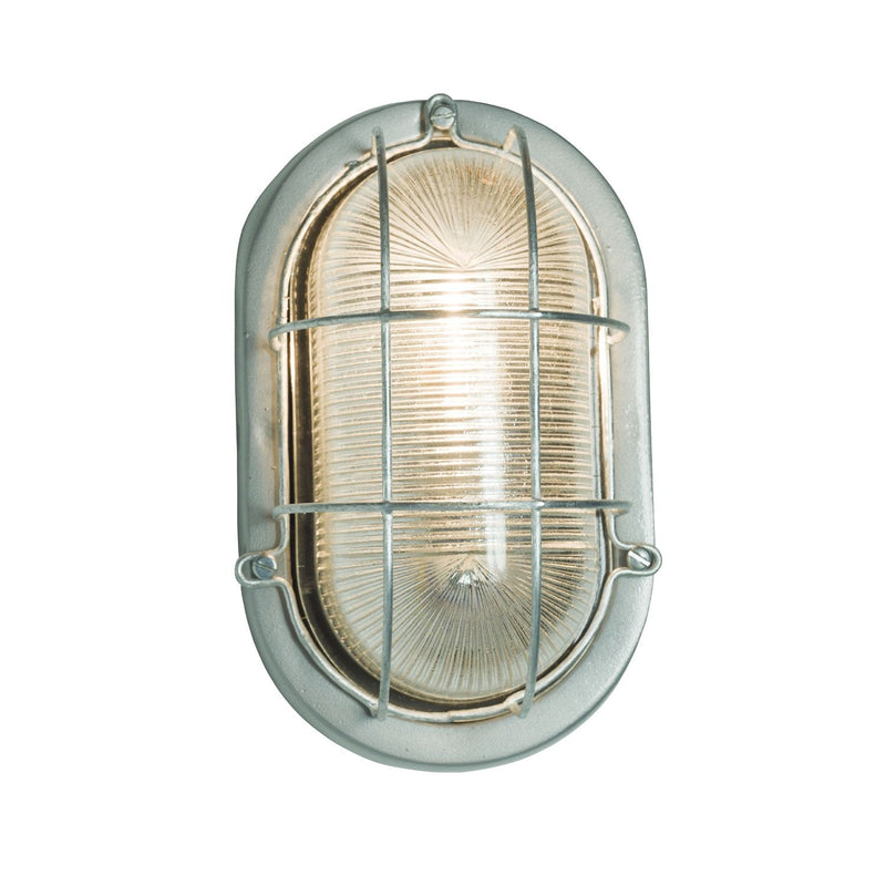 Oval Aluminum Bulkhead Light - Davey Lighting - Outdoor Lights - Painted Silver - With Guard - HORNE