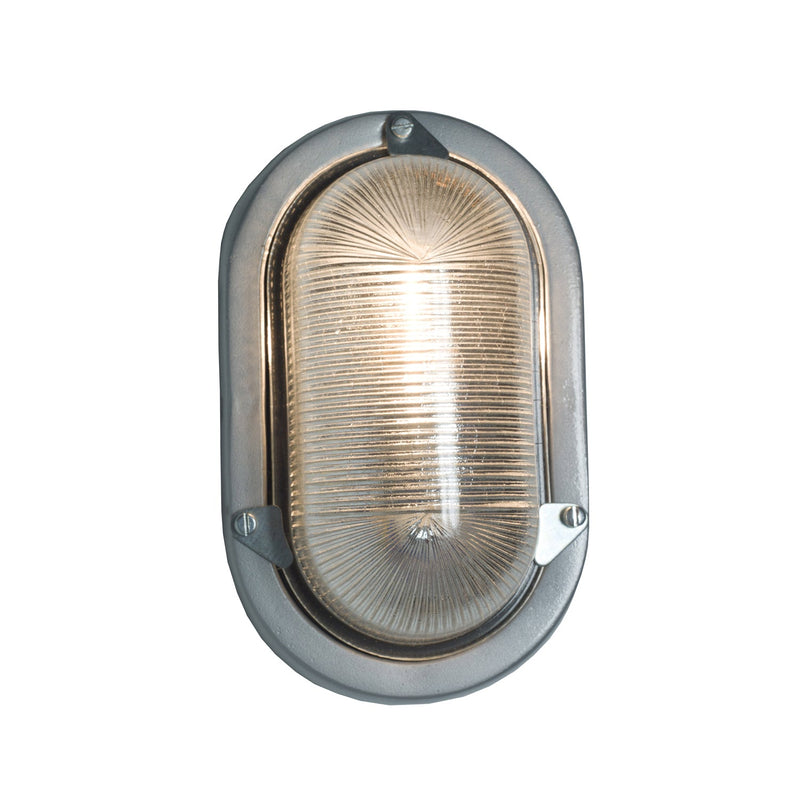 Oval Aluminum Bulkhead Light - Davey Lighting - Outdoor Lights - Painted Silver - With Guard - HORNE