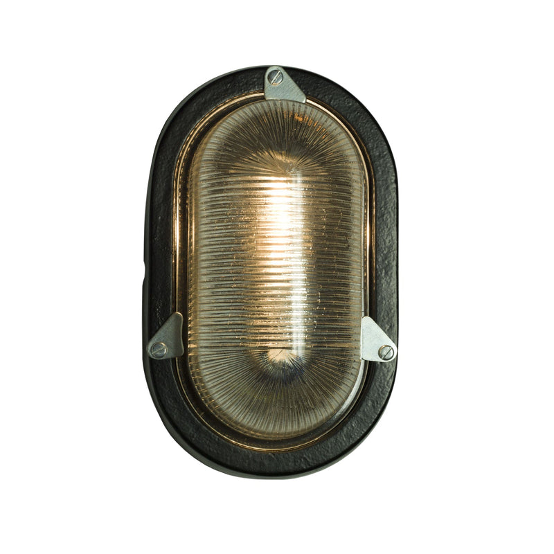 Oval Aluminum Bulkhead Light - Davey Lighting - Outdoor Lights - Painted Silver - With Guard - HORNE