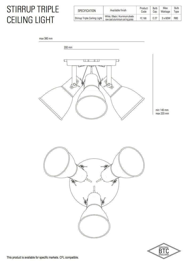 Stirrup Triple Ceiling Light