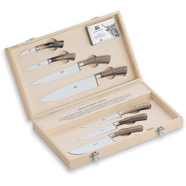 Ox Horn Handle Kitchen Knife Set - 7 pcs