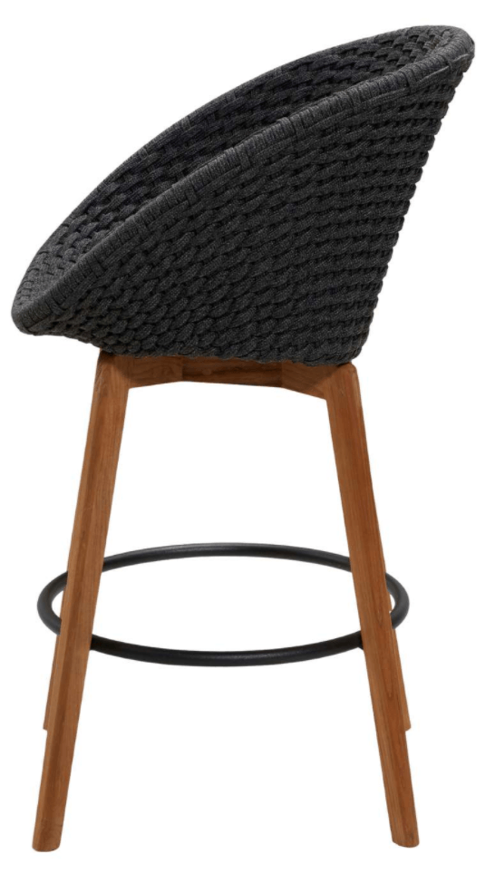 Peacock Bar Chair, Teak Legs - Cane Line - Outdoor Furniture - Add Grey Cushion - HORNE