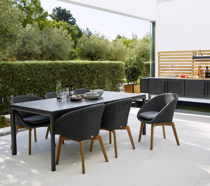 Peacock Chair With Teak Legs - Cane Line - Outdoor Furniture - Add Grey Cushion - HORNE