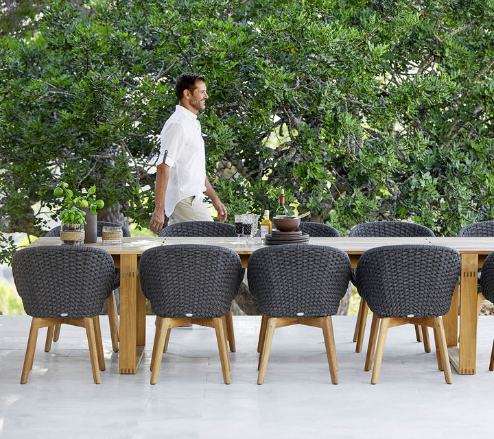 Peacock Chair With Teak Legs - Cane Line - Outdoor Furniture - Add Grey Cushion - HORNE