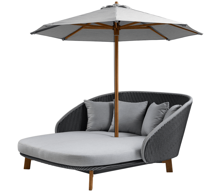 Peacock Daybed - Cane Line - Outdoor Furniture - Add Parasol w/ Pulley System - HORNE