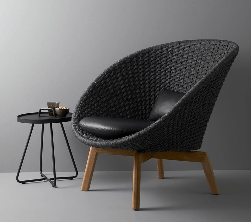 Peacock Indoor Lounge Chair - Cane Line - Chairs - Teak w/ Dark Grey - No Cushion - HORNE
