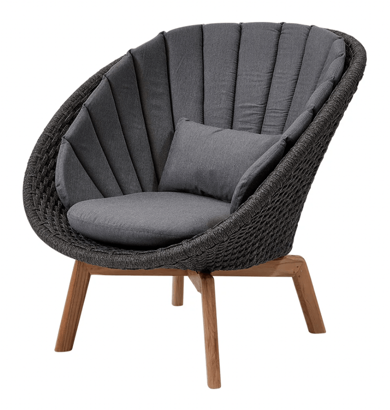 Peacock Indoor Lounge Chair - Cane Line - Chairs - Teak w/ Dark Grey - No Cushion - HORNE