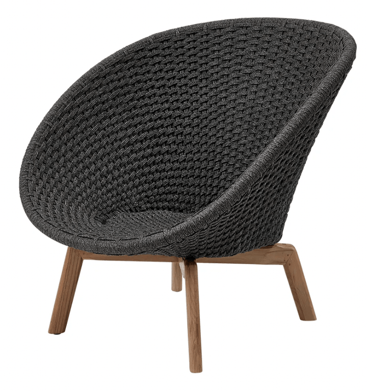 Peacock Indoor Lounge Chair - Cane Line - Chairs - Teak w/ Dark Grey - No Cushion - HORNE