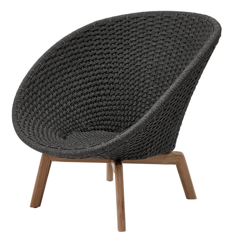 Peacock Indoor Lounge Chair - Cane Line - Chairs - Teak w/ Dark Grey - No Cushion - HORNE