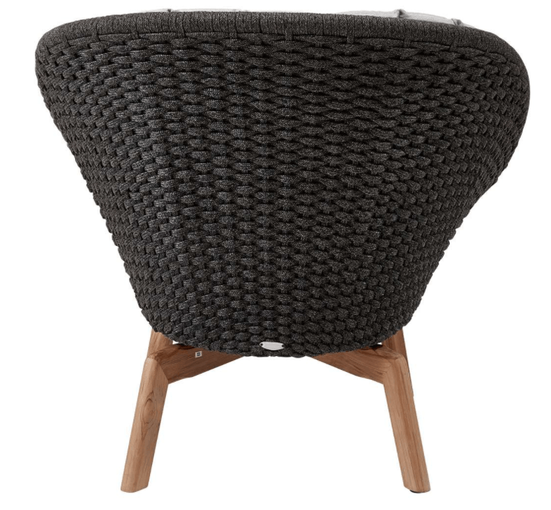 Peacock Lounge Chair, Teak Legs - Cane Line - Outdoor Furniture - Dark Grey - Add Grey Cushion - HORNE