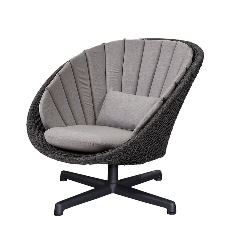 Peacock Lounge Chair w/ Swivel Base - Cane Line - Outdoor Furniture - Dark Grey Focus - HORNE