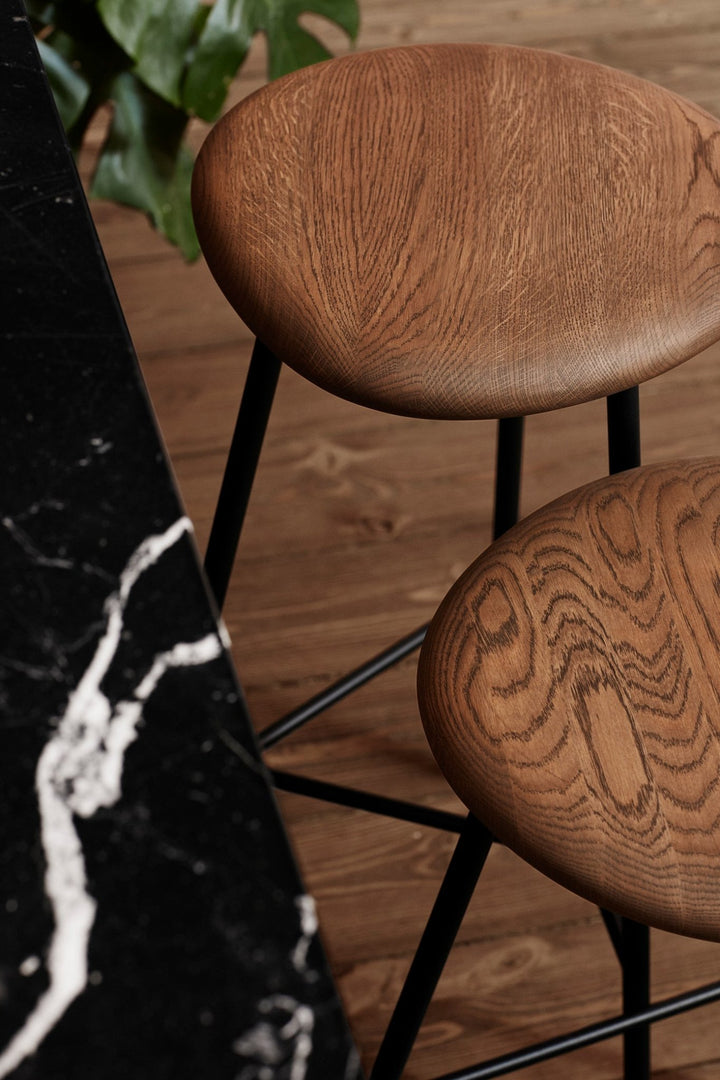 Pebble Stool - Warm Nordic - Stools + Benches + Ottomans - 29.9" - Black Legs/ Smoked Oak - HORNE