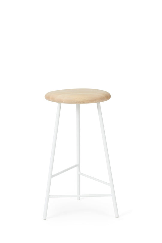 Pebble Stool - Warm Nordic - Stools + Benches + Ottomans - 25.6" - White Legs/ Ash - HORNE