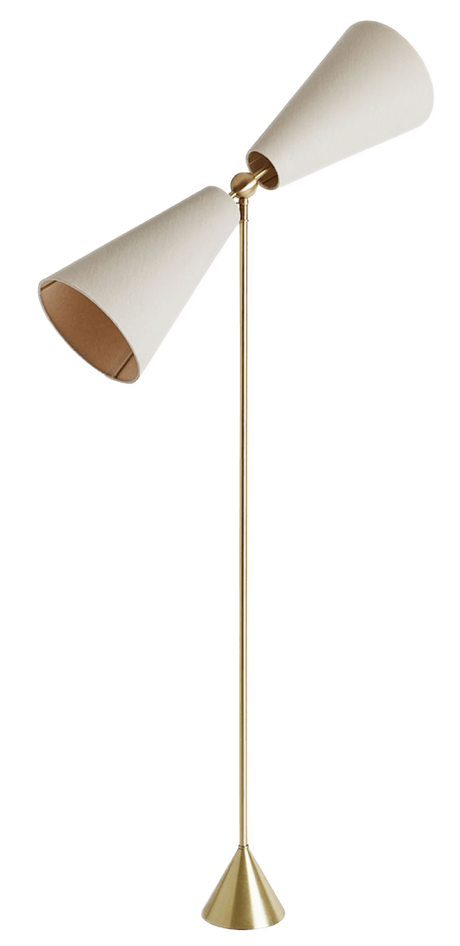 Pendolo Floor Lamp - Medium - Workstead - Floor Lamps - Natural Linen - Hewn Brass - Black Cord - HORNE
