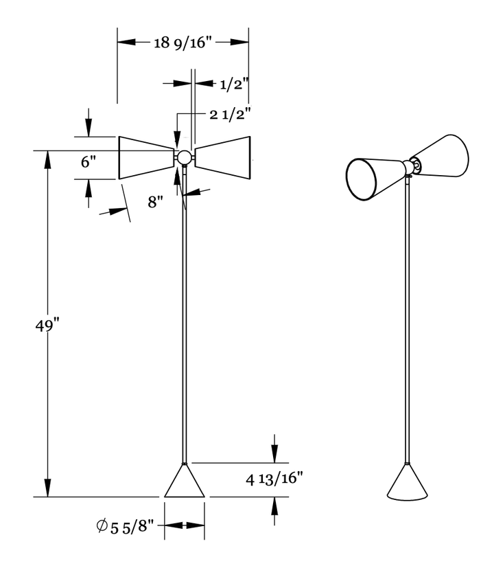 Pendolo Floor Lamp - Small - Workstead - Floor Lamps - Natural Linen - Hewn Brass - Black Cord - HORNE
