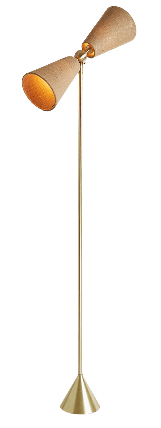 Pendolo Floor Lamp - Small - Workstead - Floor Lamps - Natural Linen - Hewn Brass - Black Cord - HORNE