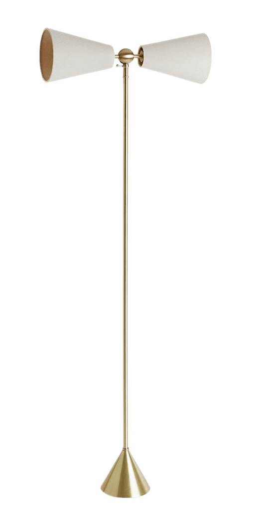Pendolo Floor Lamp - Small - Workstead - Floor Lamps - Natural Linen - Hewn Brass - Black Cord - HORNE