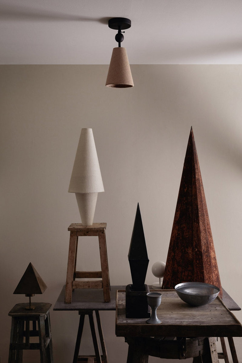 Pendolo Flush Mount - Workstead - Ceiling Lights - Small - Natural Linen - Hewn Brass - HORNE