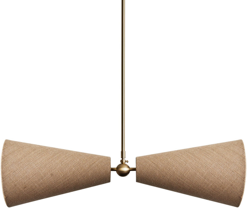 Pendolo Pendant II - Workstead Pendants - Small - Natural Linen - Hewn Brass - HORNE