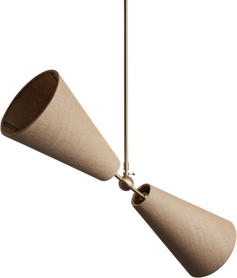 Pendolo Pendant II - Workstead Pendants - Small - Natural Linen - Hewn Brass - HORNE