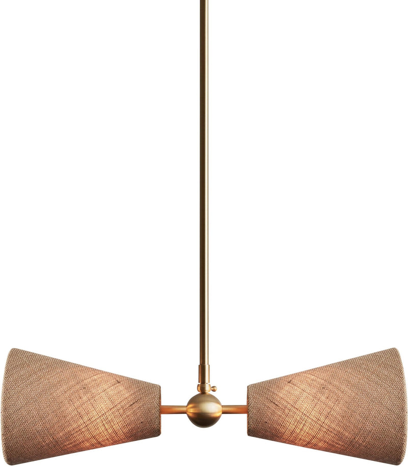 Pendolo Pendant II - Workstead Pendants - Small - Natural Linen - Hewn Brass - HORNE