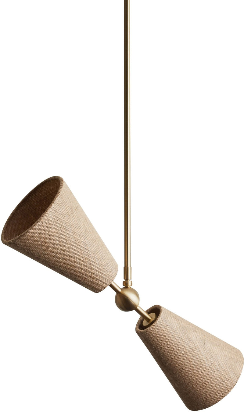 Pendolo Pendant II - Workstead Pendants - Small - Natural Linen - Hewn Brass - HORNE