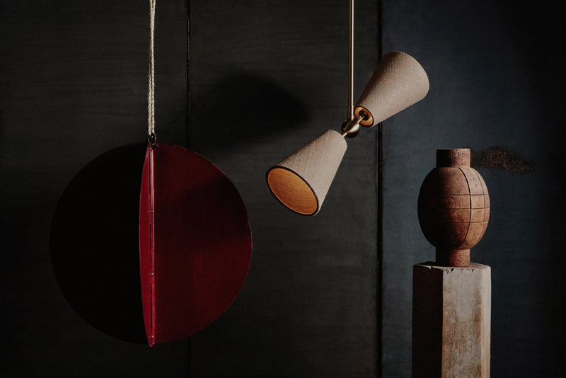 Pendolo Pendant II - Workstead Pendants - Small - Natural Linen - Hewn Brass - HORNE