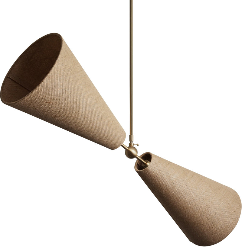Pendolo Pendant II - Workstead Pendants - Small - Natural Linen - Hewn Brass - HORNE