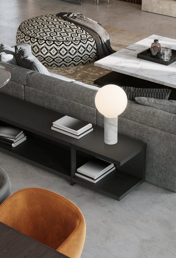 Pilar Table Lamp - Pablo Designs - Table + Task - Carrara White - HORNE