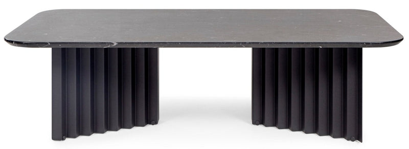 RS Barcelona Plec Rectangular Marble and Steel Top Coffee Table - white