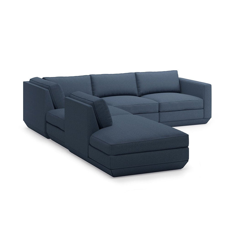 Podium Lounge Sectional: 5 - Seater - Gus* Modern - Sofas - Bayview Silver - Left Facing - HORNE
