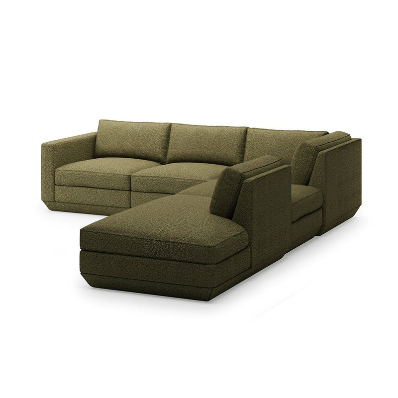 Podium Lounge Sectional: 5 - Seater - Gus* Modern - Sofas - Bayview Silver - Left Facing - HORNE