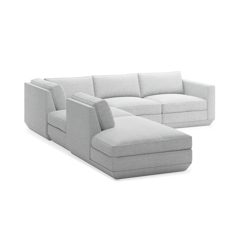 Podium Lounge Sectional: 5 - Seater - Gus* Modern - Sofas - Bayview Silver - Left Facing - HORNE