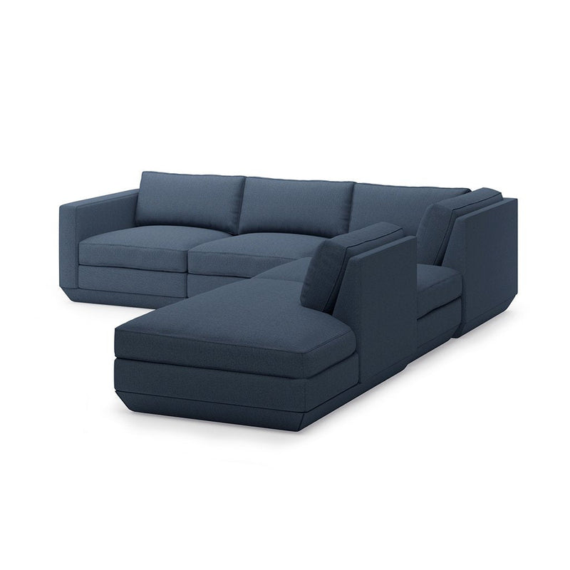Podium Lounge Sectional: 5 - Seater - Gus* Modern - Sofas - Bayview Silver - Left Facing - HORNE