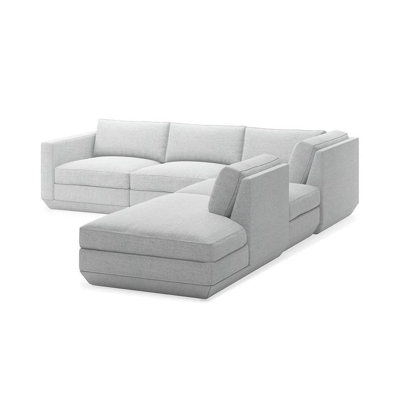Podium Lounge Sectional: 5 - Seater - Gus* Modern - Sofas - Bayview Silver - Left Facing - HORNE