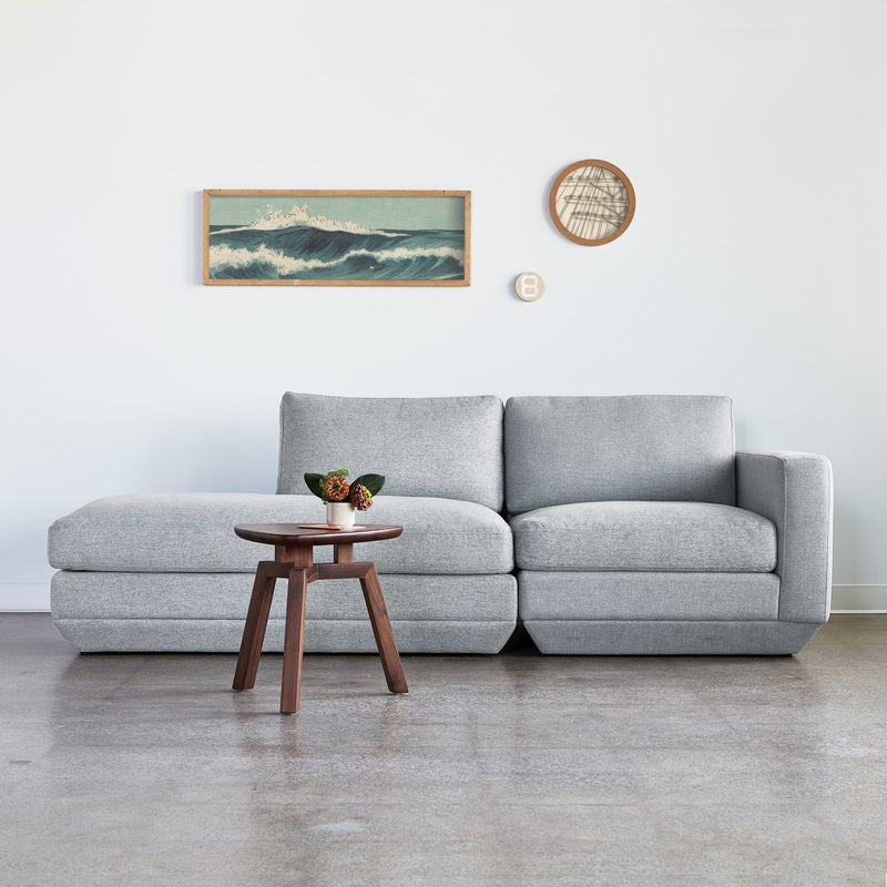 Podium Lounge Sofa: 2 - Seater - Gus* Modern - Sofas - Bayview Silver - Left Facing - HORNE