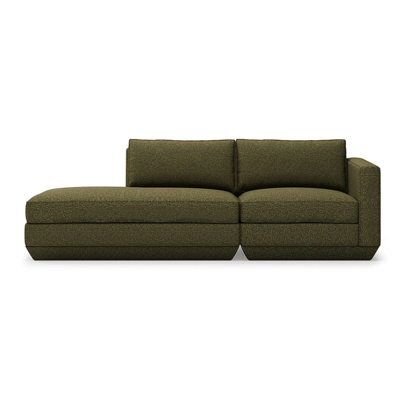 Podium Lounge Sofa: 2 - Seater - Gus* Modern - Sofas - Bayview Silver - Left Facing - HORNE