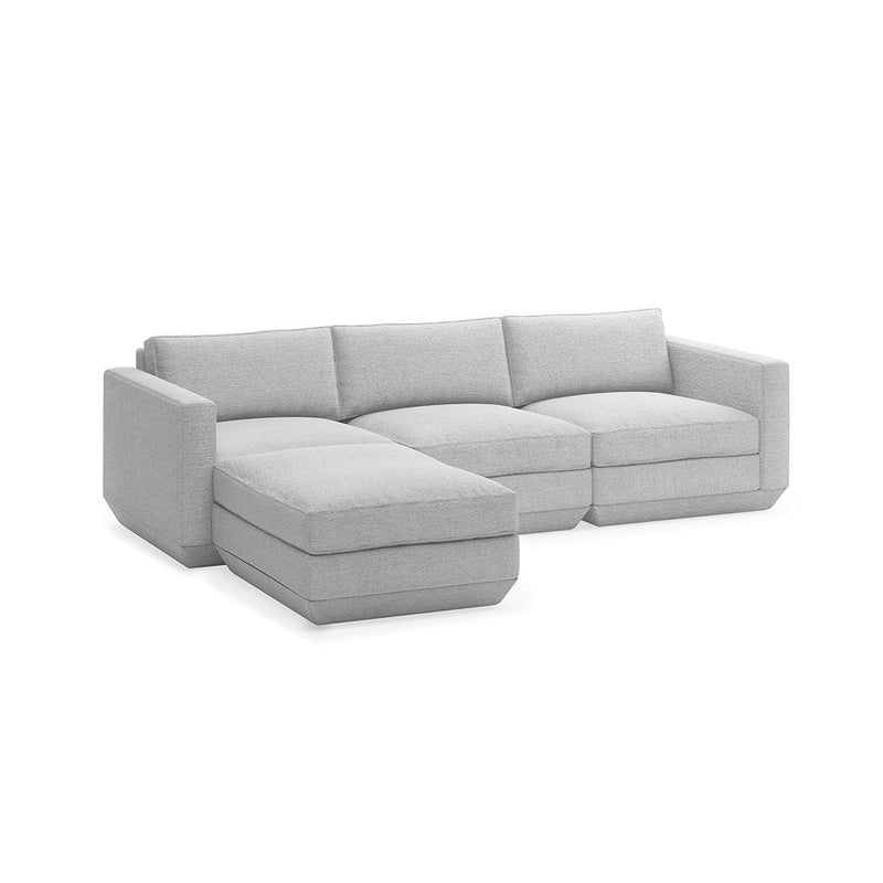 Podium Sectional: 4 - Seater - Gus* Modern - Sofas - Bayview Silver - Left Facing - HORNE