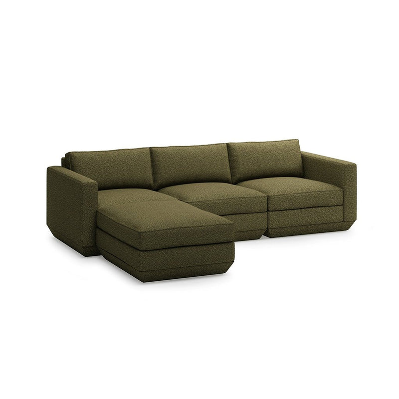 Podium Sectional: 4 - Seater - Gus* Modern - Sofas - Bayview Silver - Left Facing - HORNE