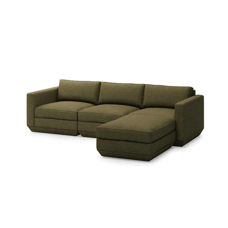 Podium Sectional: 4 - Seater - Gus* Modern - Sofas - Bayview Silver - Left Facing - HORNE
