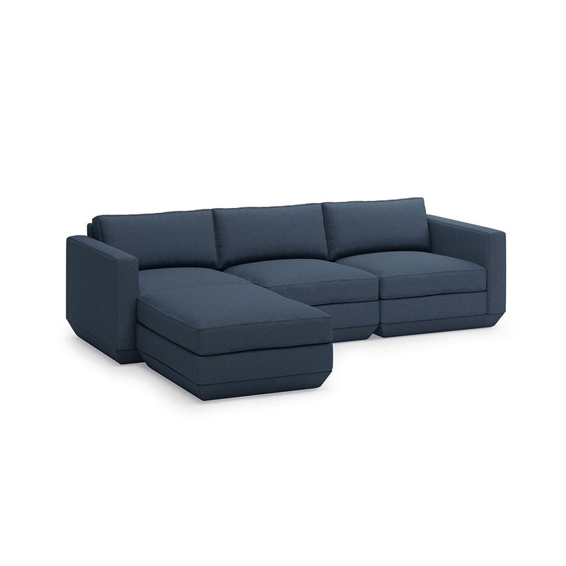 Podium Sectional: 4 - Seater - Gus* Modern - Sofas - Bayview Silver - Left Facing - HORNE