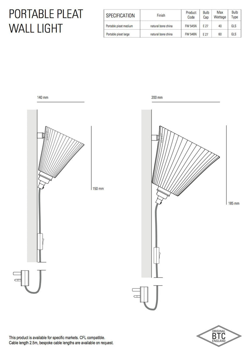 Portable Pleat Wall Light