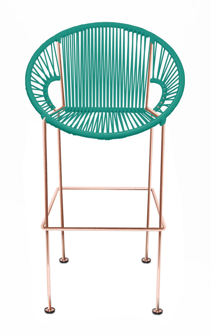 Puerto Stool - Copper Frame - Set of 2 - Innit Designs - Stools + Benches + Ottomans - Turquoise - Bar Height - HORNE