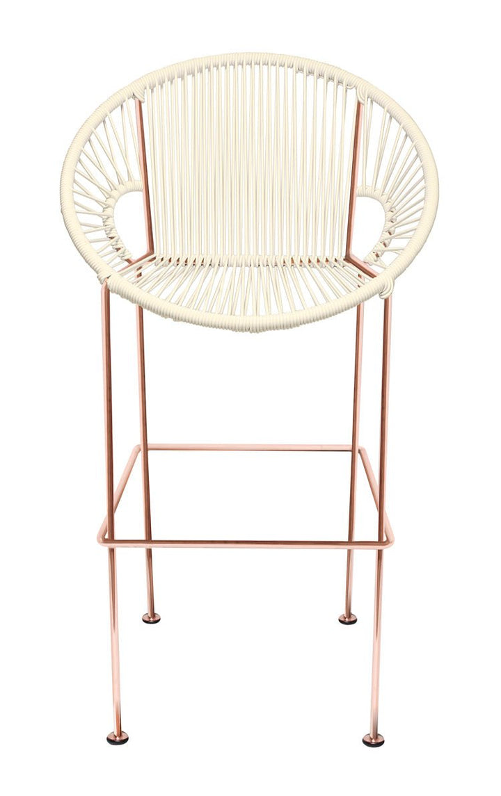 Puerto Stool - Copper Frame - Set of 2 - Innit Designs - Stools + Benches + Ottomans - Ivory - Bar Height - HORNE