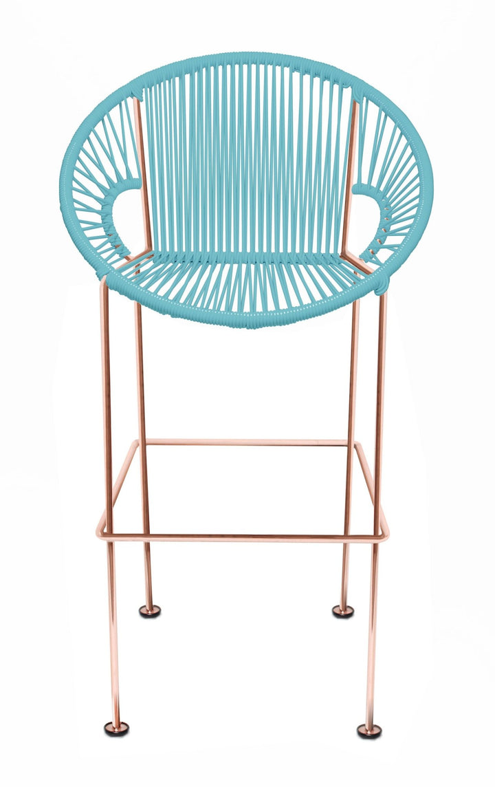 Puerto Stool - Copper Frame - Set of 2 - Innit Designs - Stools + Benches + Ottomans - Blue - Bar Height - HORNE